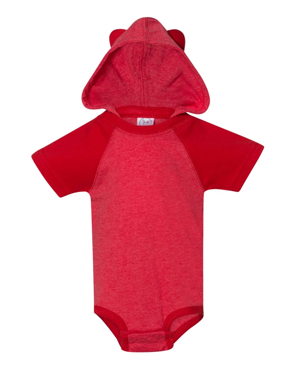 Rabbit Skins 4417 Infant Fine Jersey Raglan Bodysuit with Hood & Ears — blank t-shirt, front view