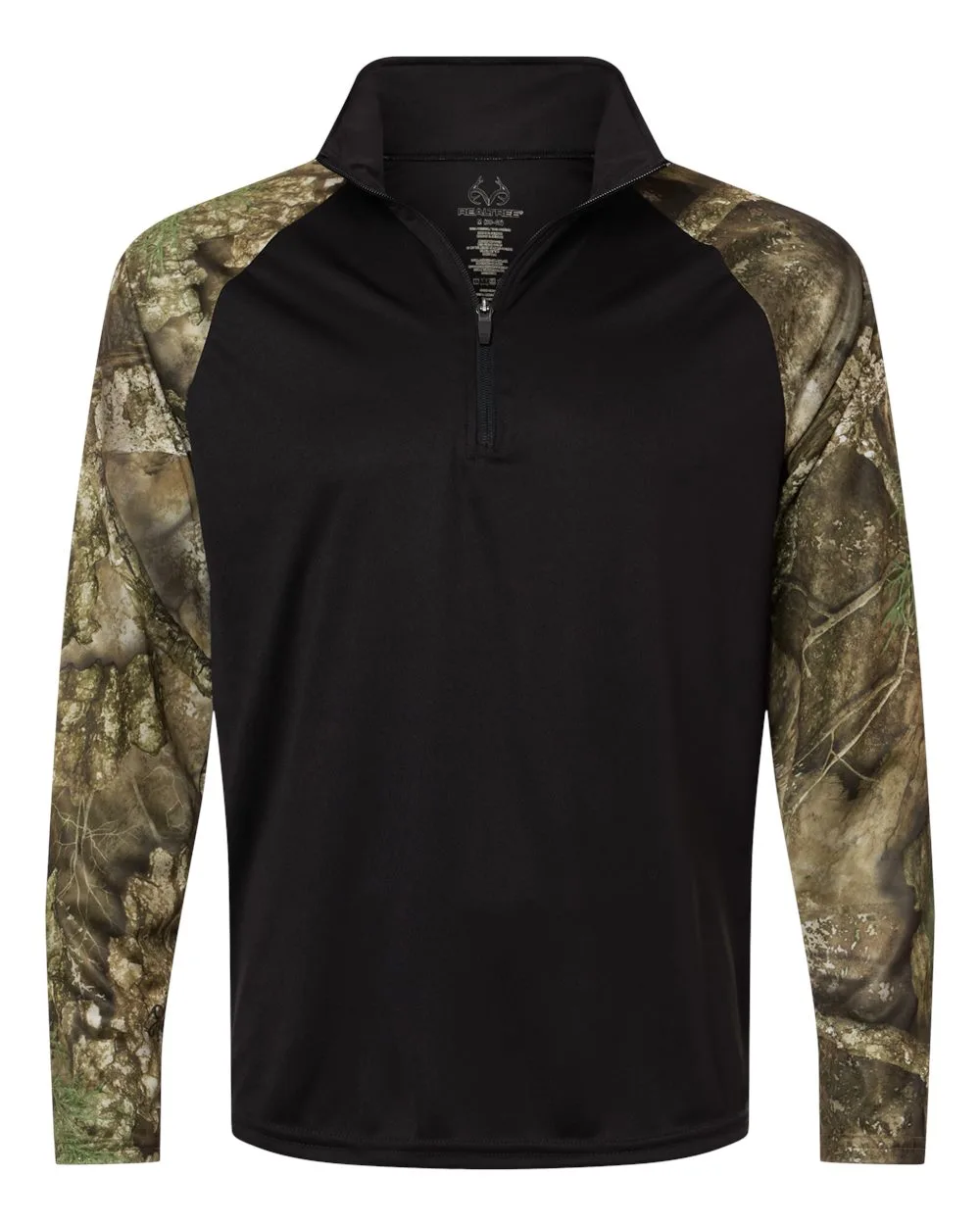 RealTree RT5703 Unisex Realtree® Performance Colorblocked Quarter-Zip Pullover — blank garment, front view