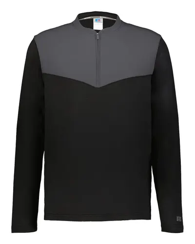 Russell Athletic R03GKM Unisex Sideline Grid Fleece Quarter-Zip Pullover — blank fleece pullover, front view