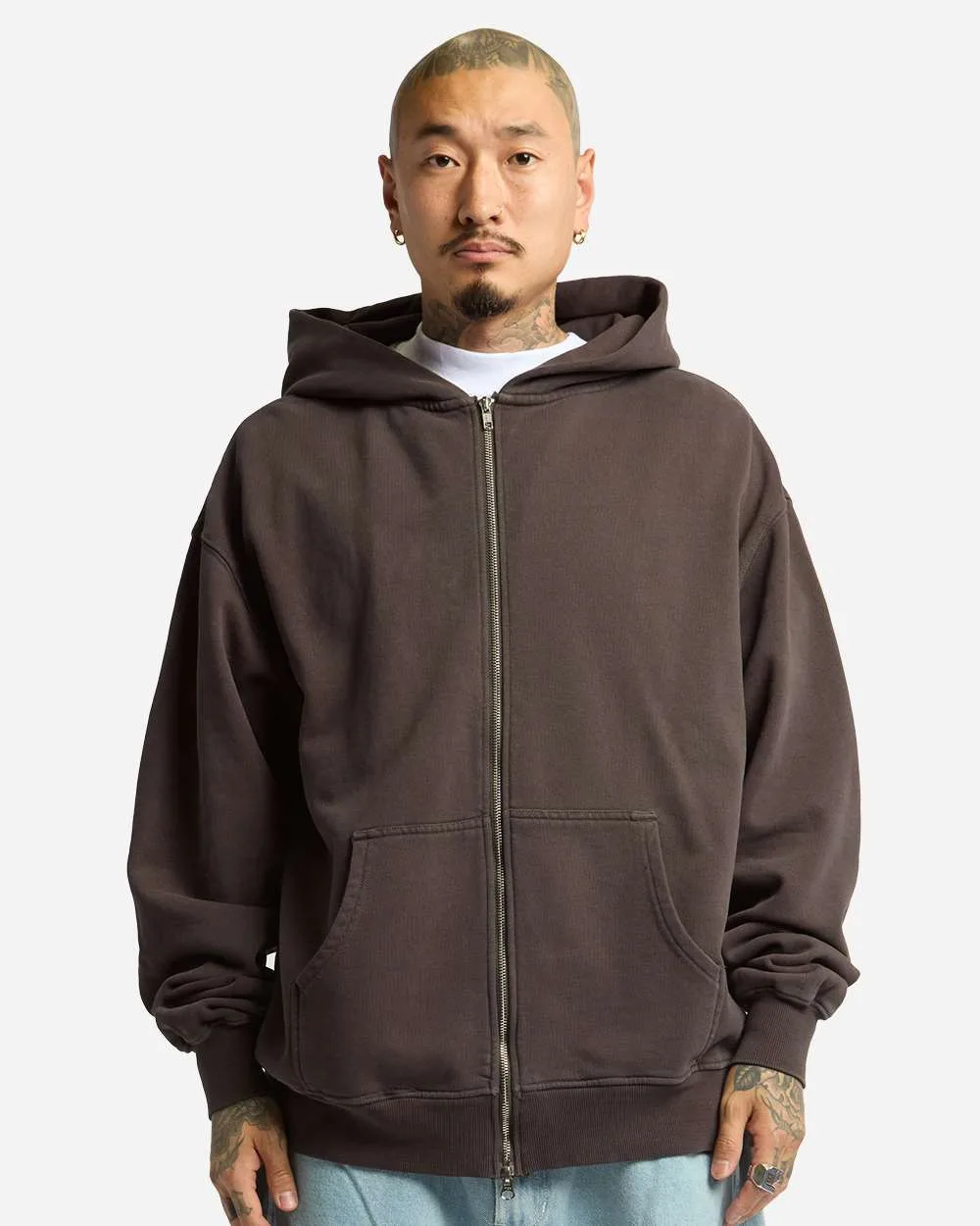 Shaka Wear SHGMZ Unisex Max Heavy Garment-Dyed Full-Zip Hooded Sweatshirt — blank hooded sweatshirt, front view