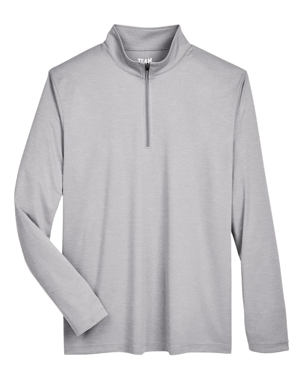 Team 365 TT31H Men's Zone Sonic Heather Performance Quarter-Zip Pullover — blank garment, front view