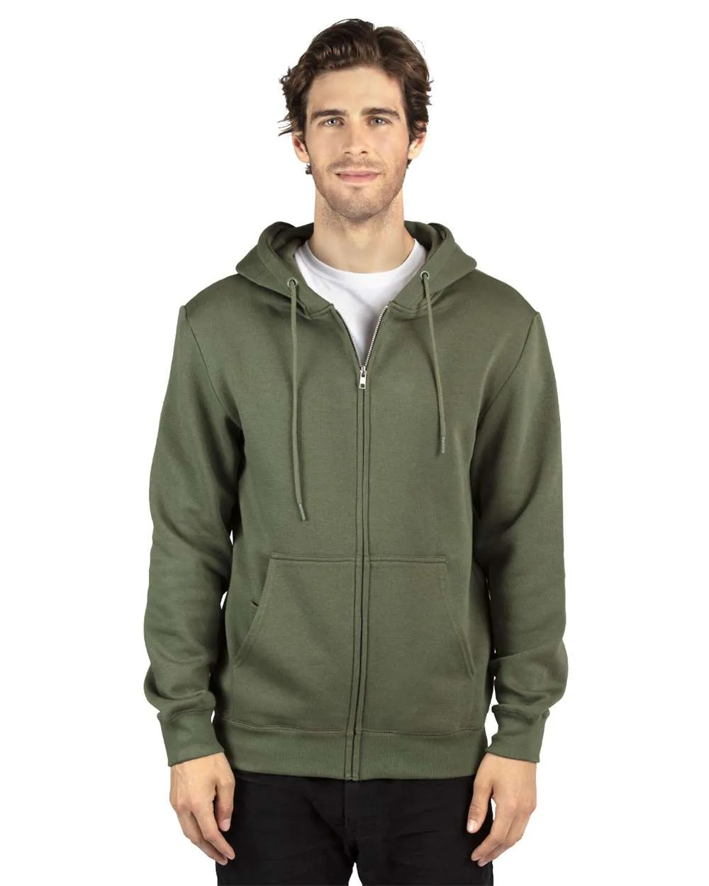 Threadfast Apparel 320Z Unisex Fleece Full-Zip Hooded Sweatshirt — blank hooded sweatshirt, front view