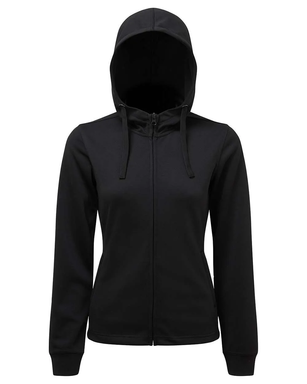 TriDri TD498 Women's Spun Dyed Full-Zip Hooded Sweatshirt — blank hooded sweatshirt, front view