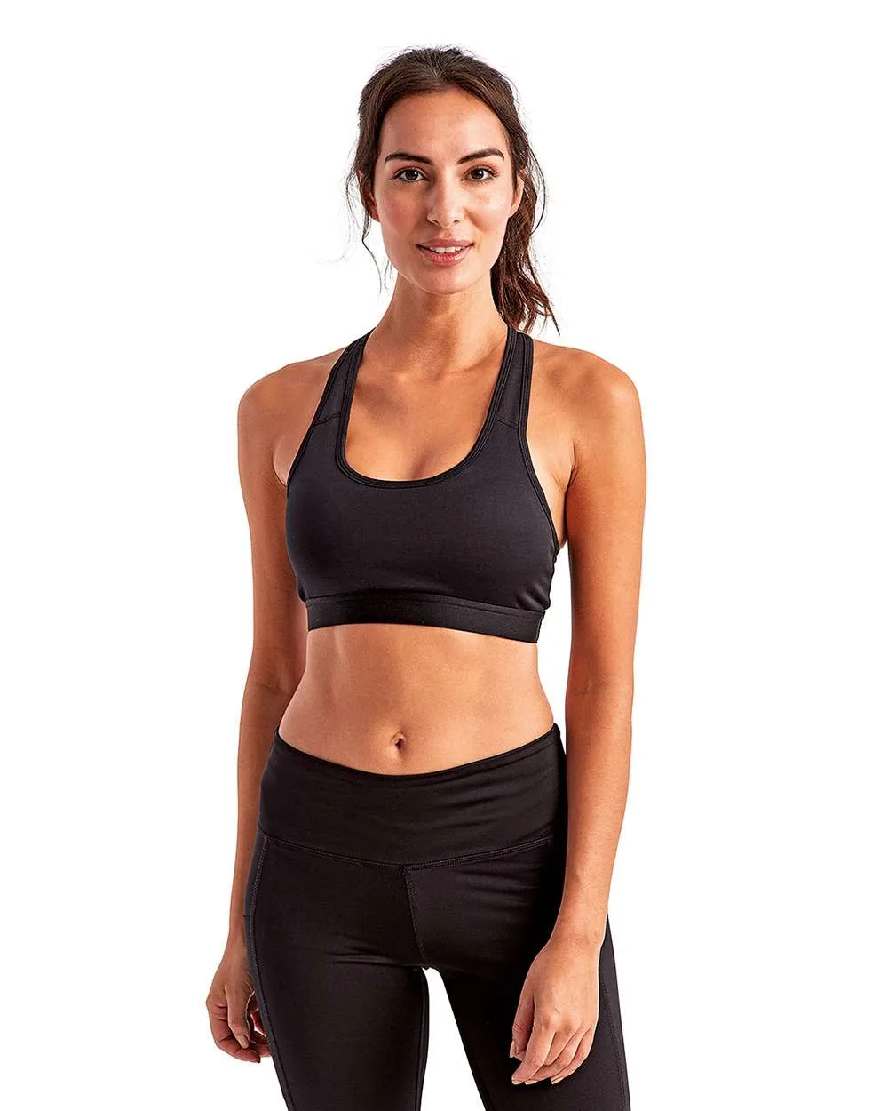 TriDri TD920 Women's Medium Impact Sports Bra — blank garment, front view