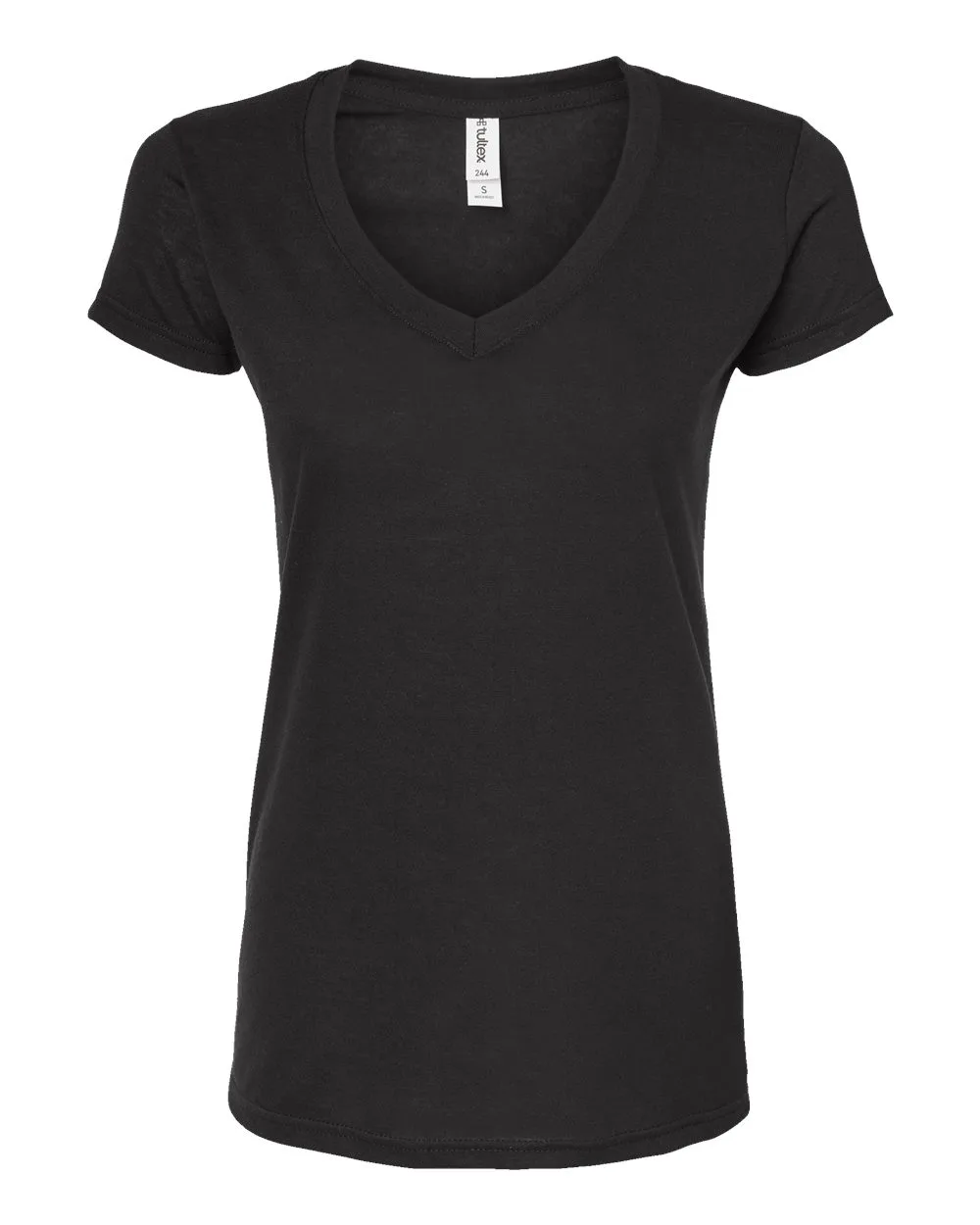 Tultex 244 Women's Poly-Rich V-Neck T-Shirt — blank t-shirt, front view
