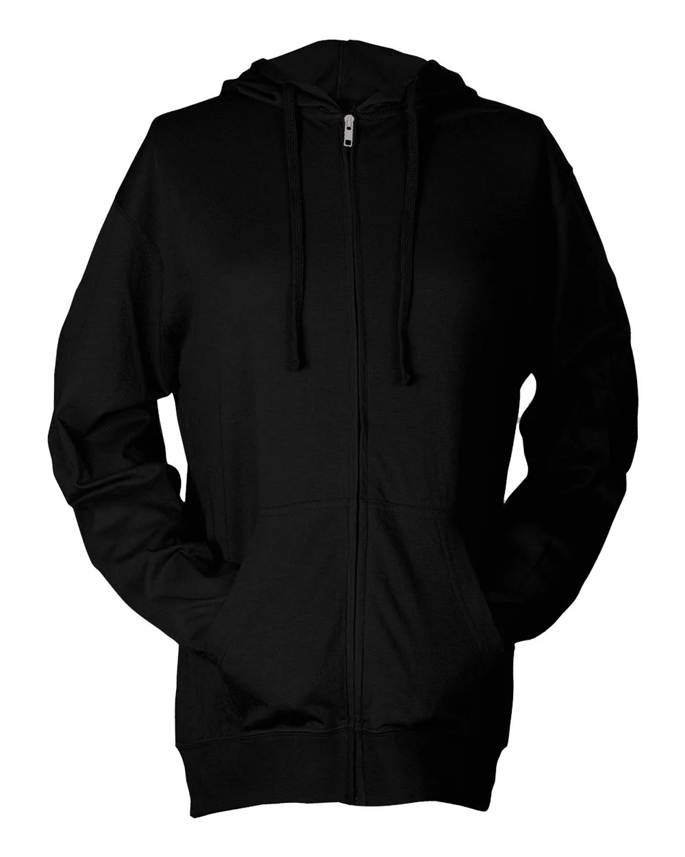 Tultex 260 Unisex Beach Full-Zip Hooded Long Sleeve T-Shirt — blank hooded sweatshirt, front view