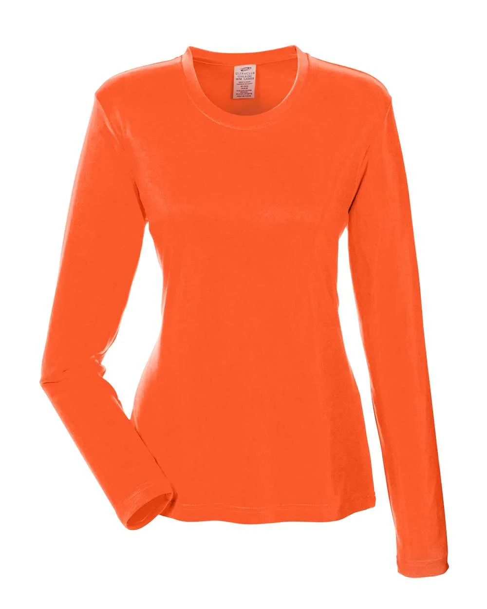 UltraClub 8622W Women's Cool & Dry Performance Long Sleeve Top — blank garment, front view