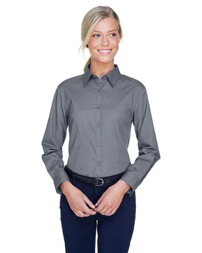 UltraClub 8976 Women's Whisper Twill Dress Shirt — blank woven shirt, front view