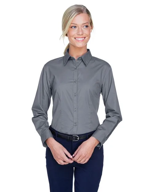 UltraClub 8976 Women's Whisper Twill Dress Shirt — blank woven shirt, front view