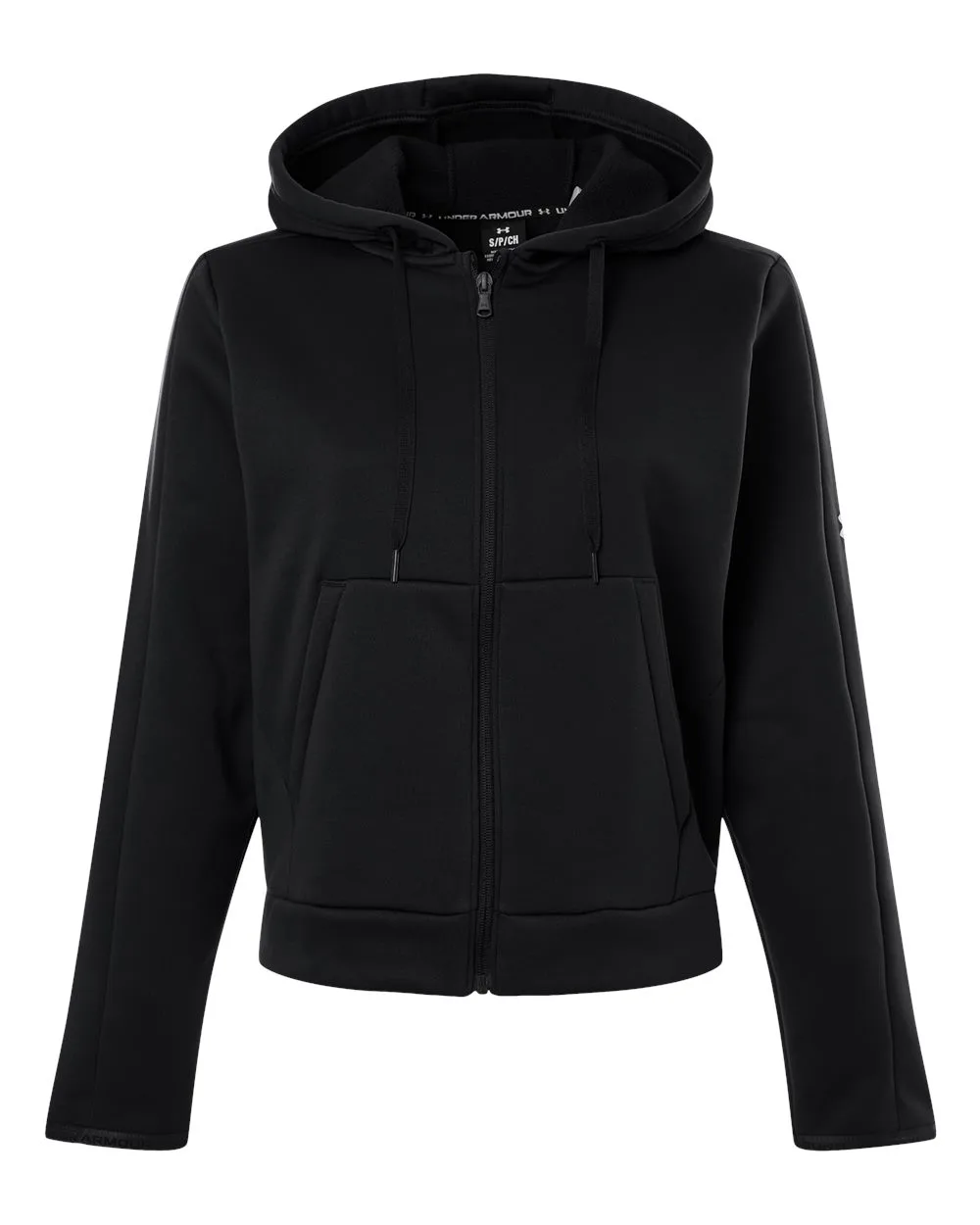 Under Armour 6010941 Women's Armour Fleece Pro Hooded Full-Zip — blank hooded sweatshirt, front view