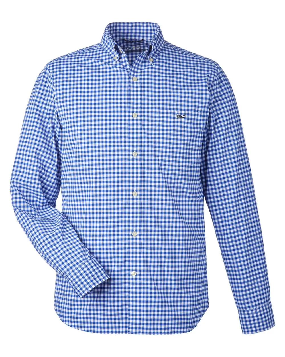 vineyard vines W012060 Men's On-The-Go Nylon Gingham Shirt — blank garment, front view